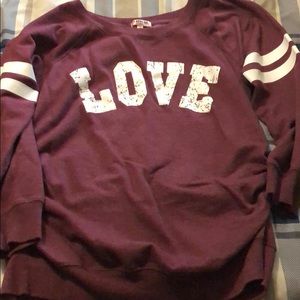 Feathers Maternity “Love” Pull Over Sweater